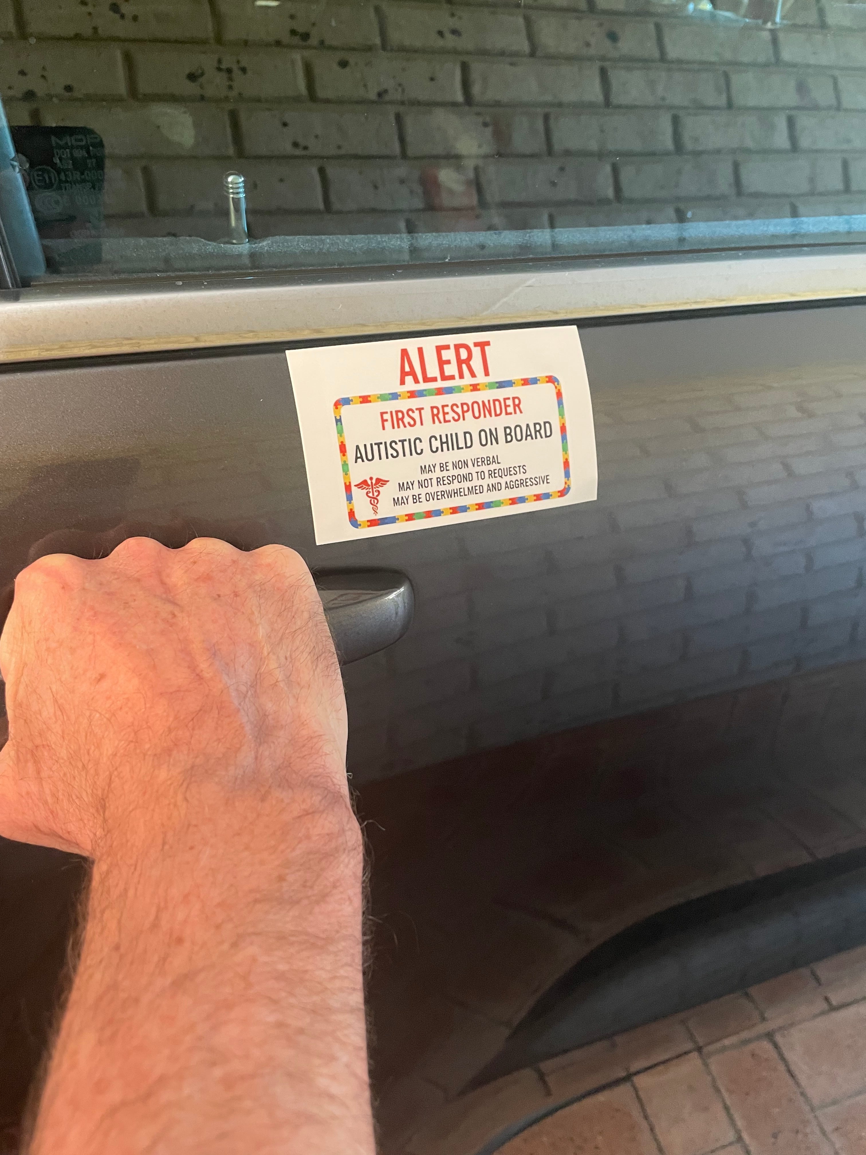 Alert First Responder - Autistic Child On Board car sticker